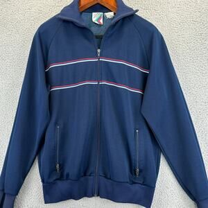 70s Track Jacket Mens Large Blokecore Streetwear Athletic Retro Full Zip Pocket